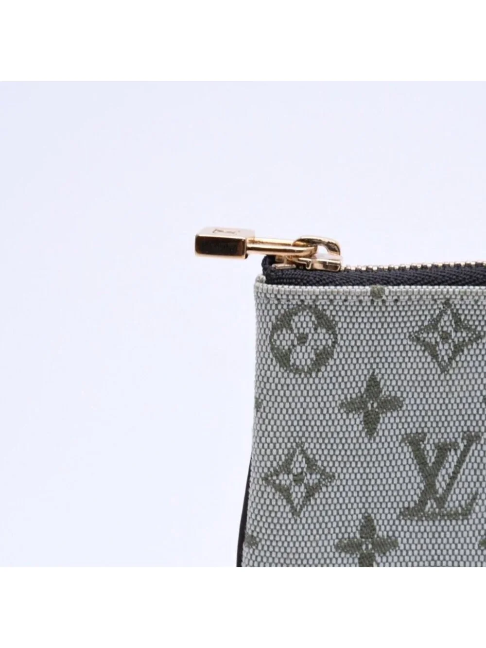 Louis Vuitton Monogram Mini Pochette Cles Coin Purse Canvas Gold Green